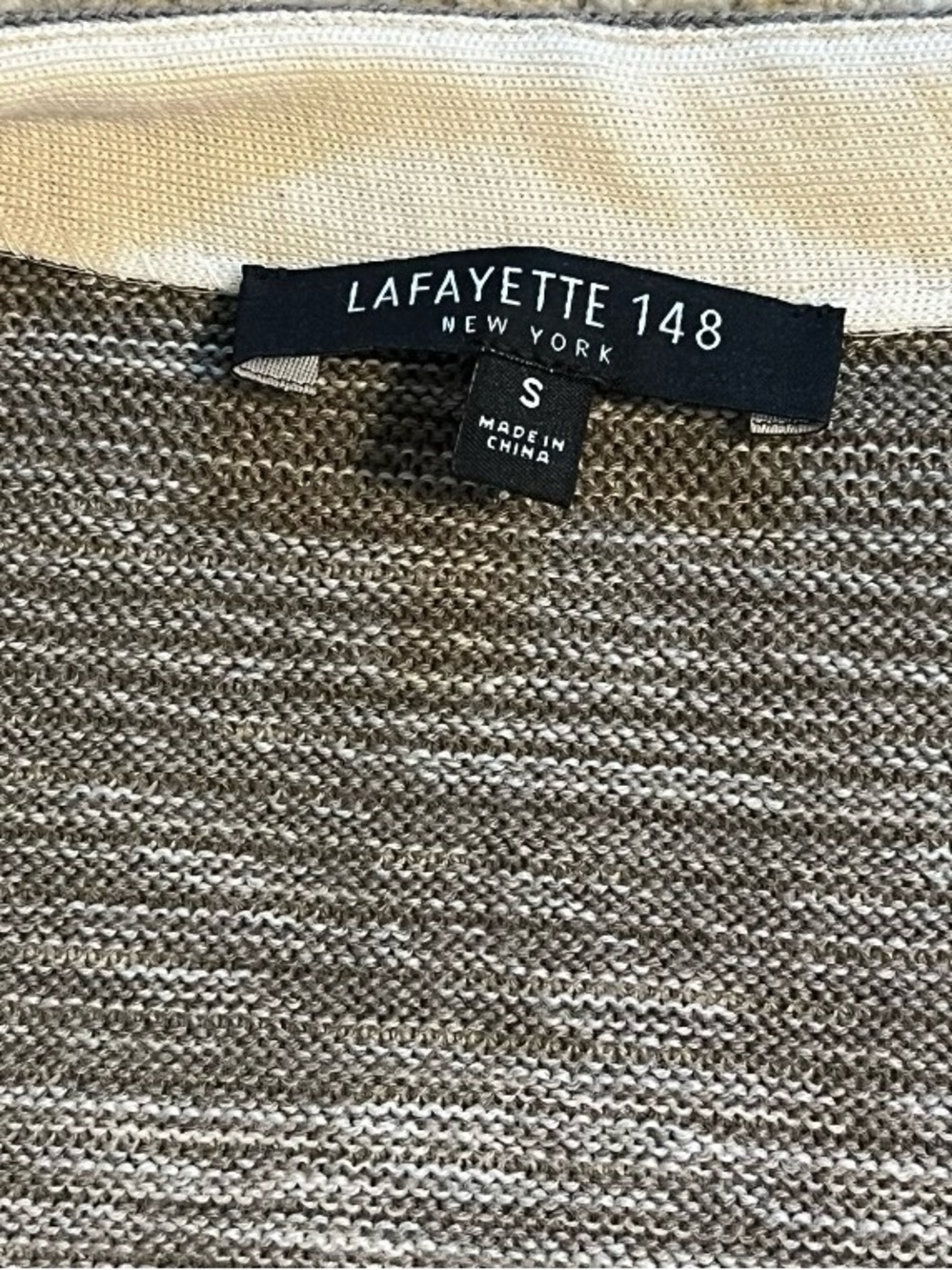 Lafayette 148 New York Wool Cardigan Sweater Ombre Gray Beige Leather Closure S - Picture 7 of 10